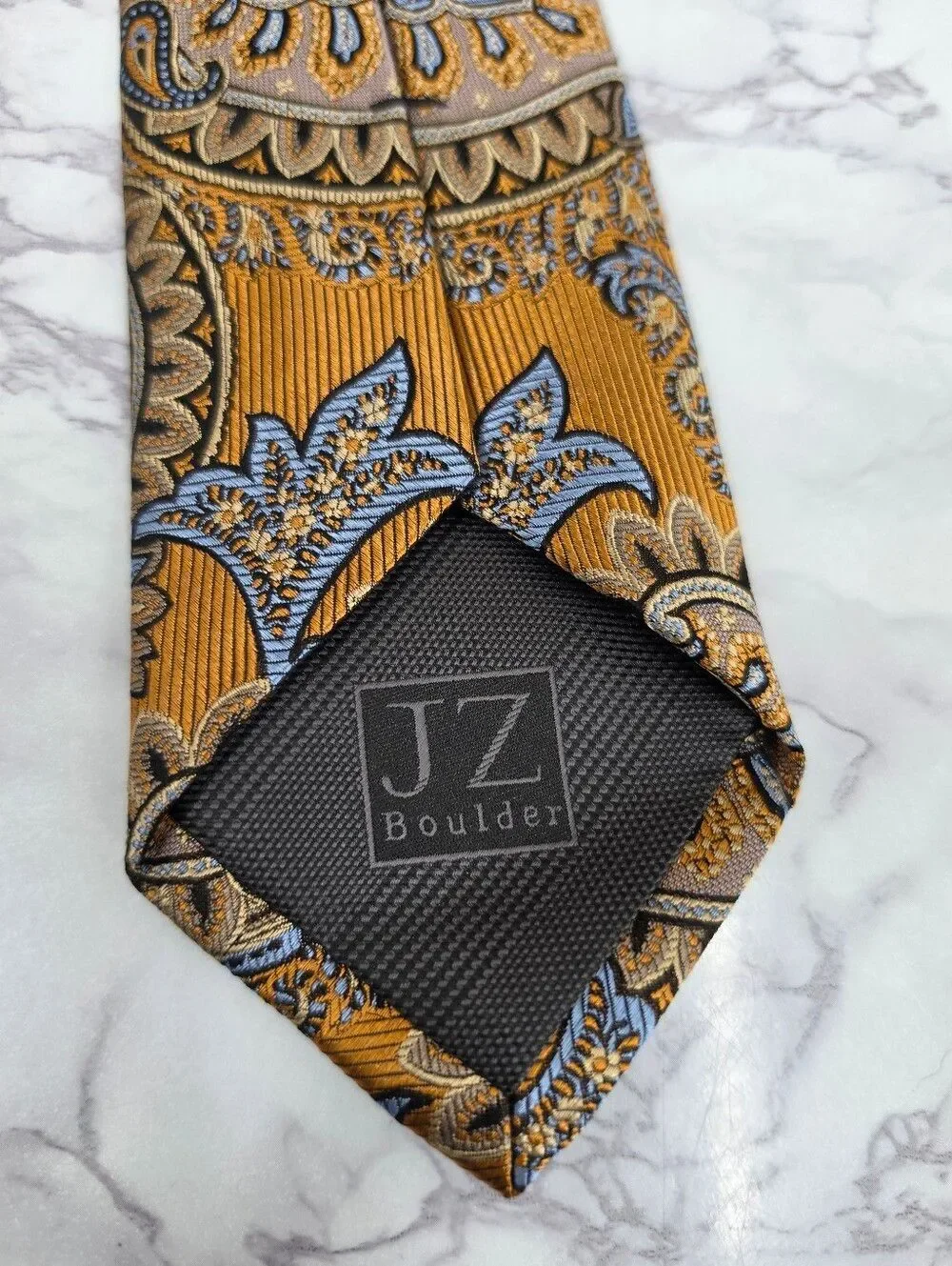 JZ Richards Paisley Silk Tie in Brassy Gold Men's Necktie